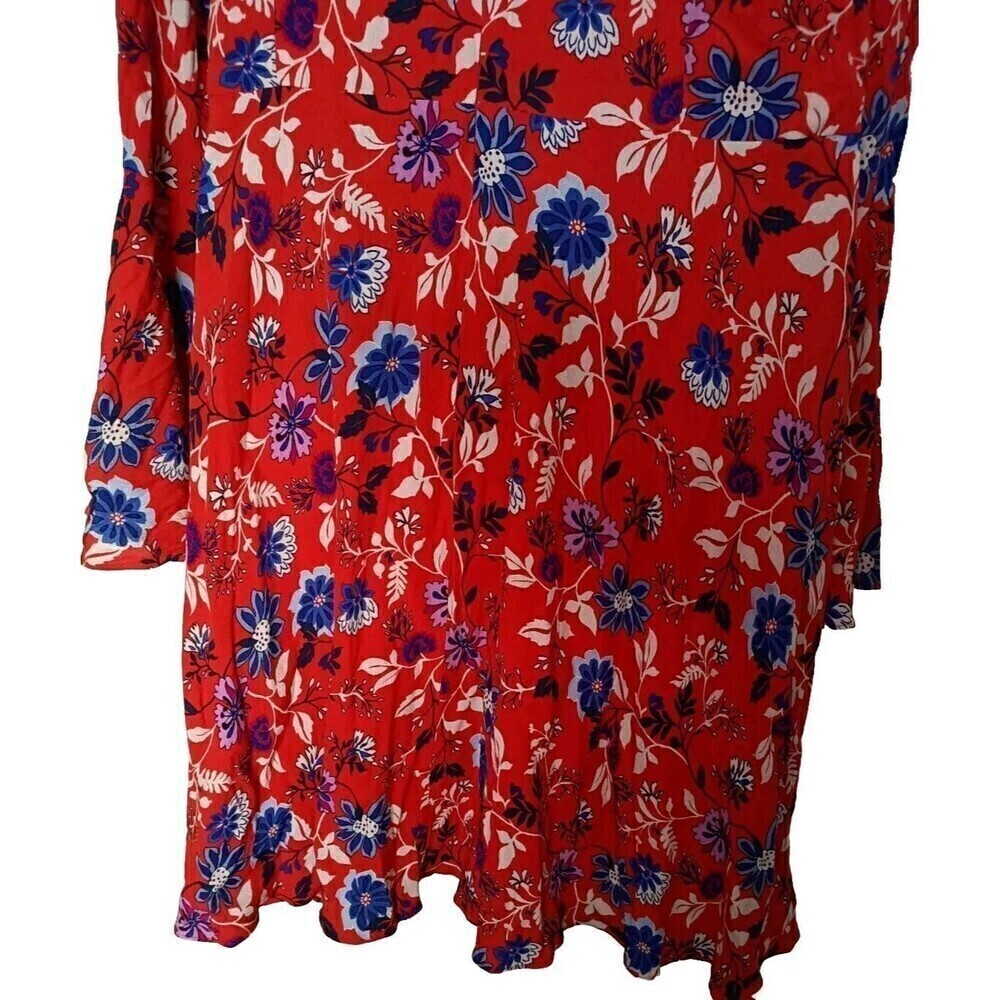 Donna Morgan Dress ASO Wendy Size 16 Red Poppy Comb Floral Print Bell Sleeve New - Picture 12 of 14